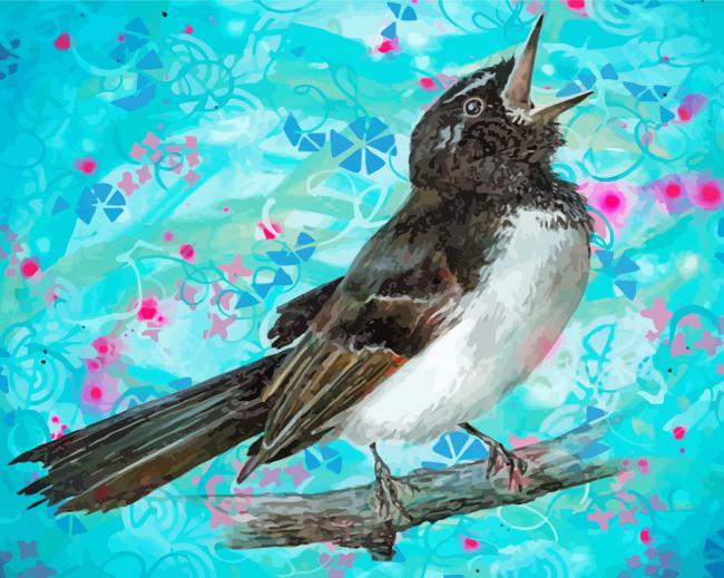 Willie Wagtail Bird Art paint by number