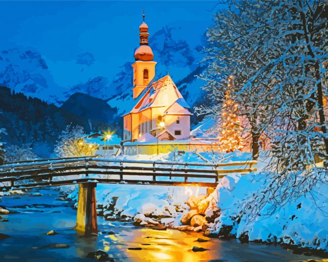 Winter Bavaria German paint by number
