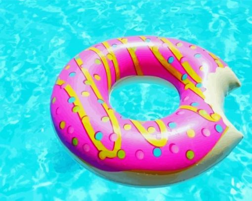 Aesthetic Pink Donut In Pool paint by number