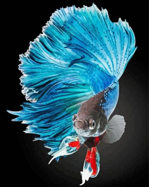 Aesthetic Blue Betta Fish paint by number