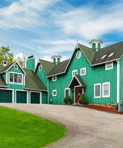 Aesthetic Modern Green Barn paint by number