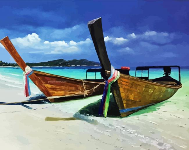 Aesthetic Thailand Boats paint by number