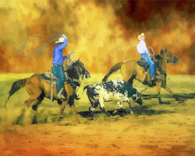 Animal Calf Roping Art paint by number