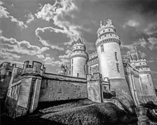 Black And White Pierrefonds Castle Building paint by number