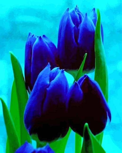 Blue Tulips Flowers paint by number