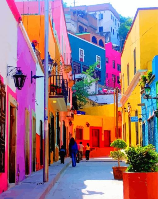 Colorful Streets In Guanajuato Mexico paint by number