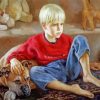 Cute Boy And Puppy paint by number
