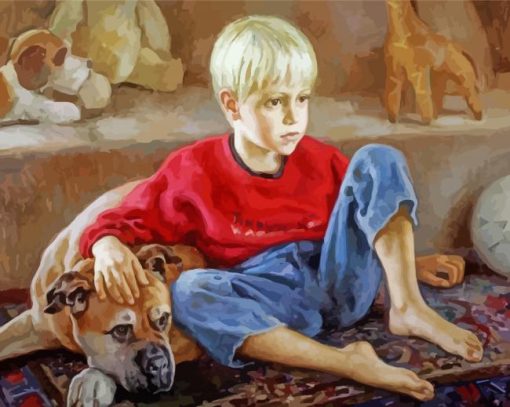 Cute Boy And Puppy paint by number