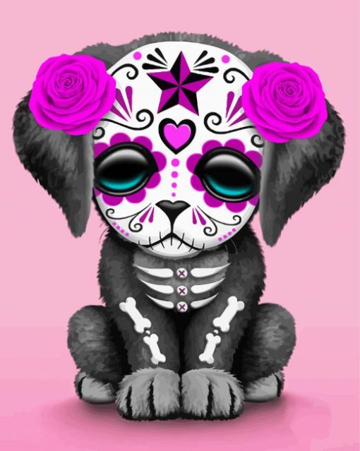 Day Of The Death Dog Sugar Skull Animal paint by number