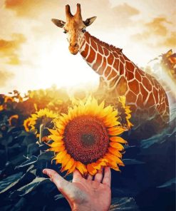 Giraffe In Sunflowers Field paint by number