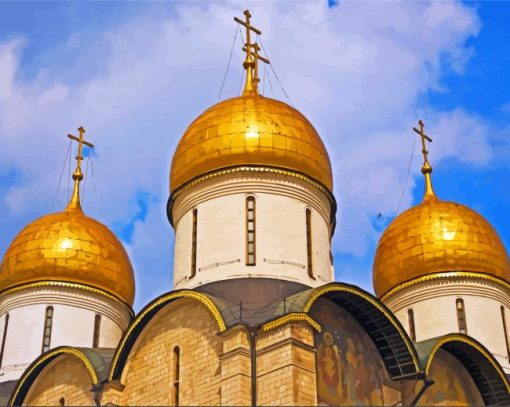 Golden Russian Onion Domes Building paint by number