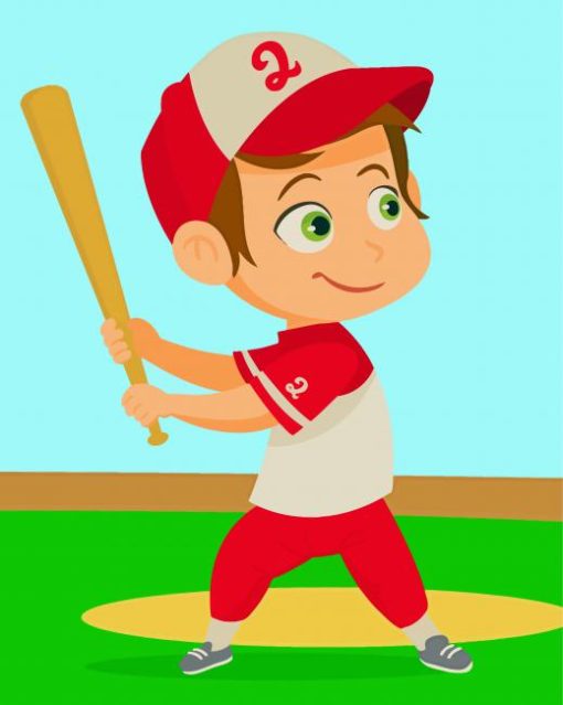 Happy Little Boy Playing Baseball paint by number