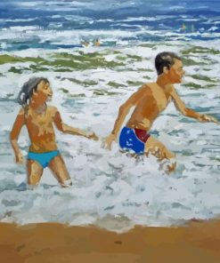 Happy Children On Beach Art paint by number