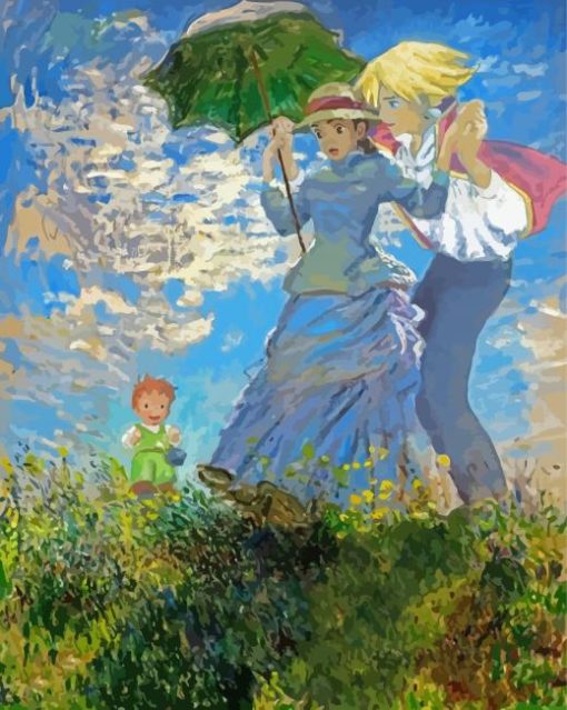 Impressionist Anime Girl With Parasol paint by number
