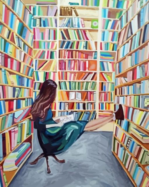 Lonely Woman In The Library paint by number
