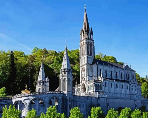 Lourdes Basilica Of Our Lady Of The Rosary Paint by number