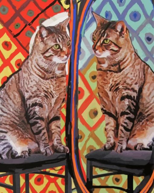 Mirror Cat Art paint by number