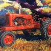 Old Red Tractor paint by number