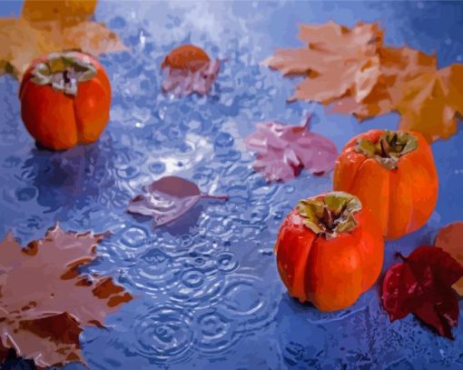 Persimmon Under Rain paint by number