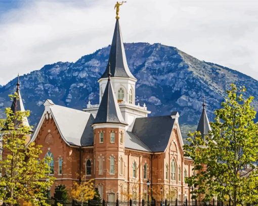 Provo City Temple Building paint by number