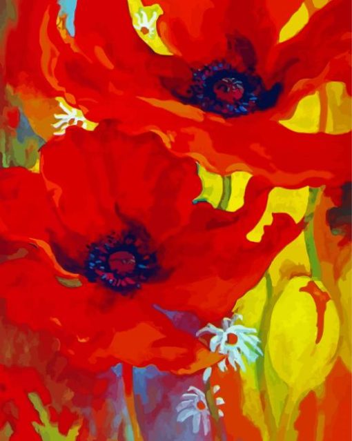 Red Flowers Simon Bull paint by number