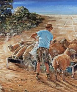 Sheep Farmer Man Art paint by number