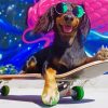 Skateboarding Dog Rowdy paint by number