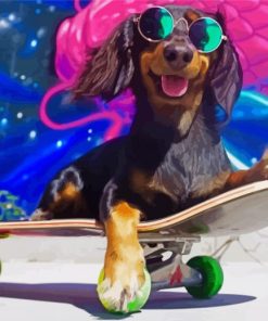 Skateboarding Dog Rowdy paint by number