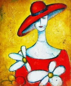 Vinatge Red Hat Lady paint by number