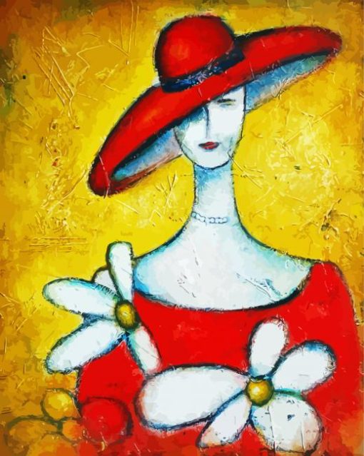 Vinatge Red Hat Lady paint by number
