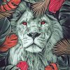 Vintage Lion In Leaves paint by number