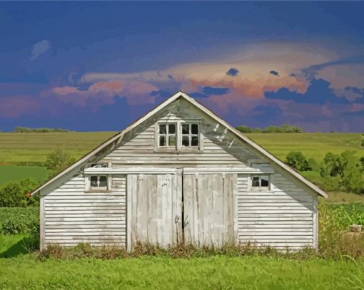 Vintage Old White Barns paint by number