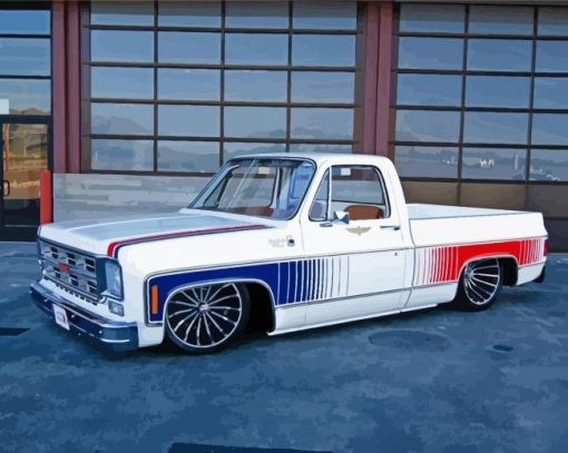 White 76 GMC Pickup paint by number