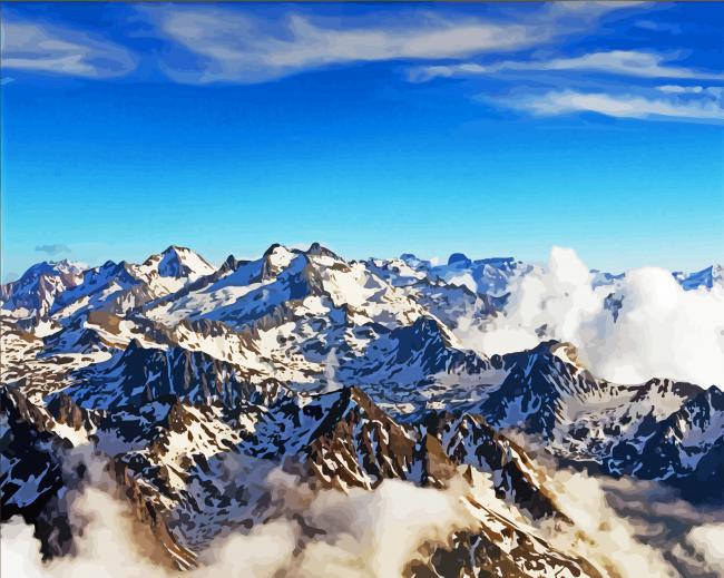 Winter Pyrenees Mountains paint by number