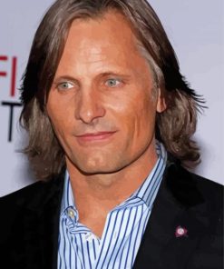 Actor Viggo Mortensen With Long Hair Paint by number