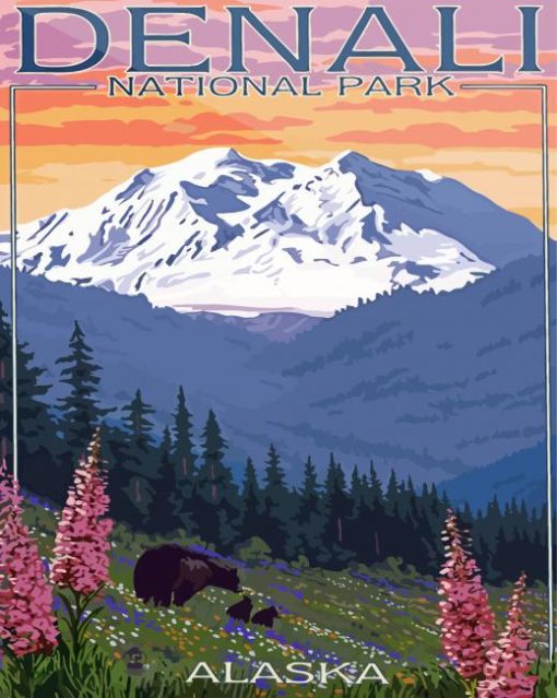 Alaska National Park Poster paint by number