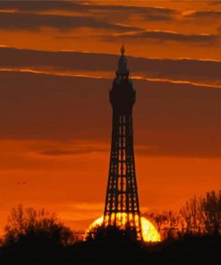 Blackpool Tower Sunset Silhouette paint by number