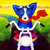 Blue Dog Riding Motorcycle paint by number