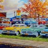 Classic Old Cars In Yard paint by number