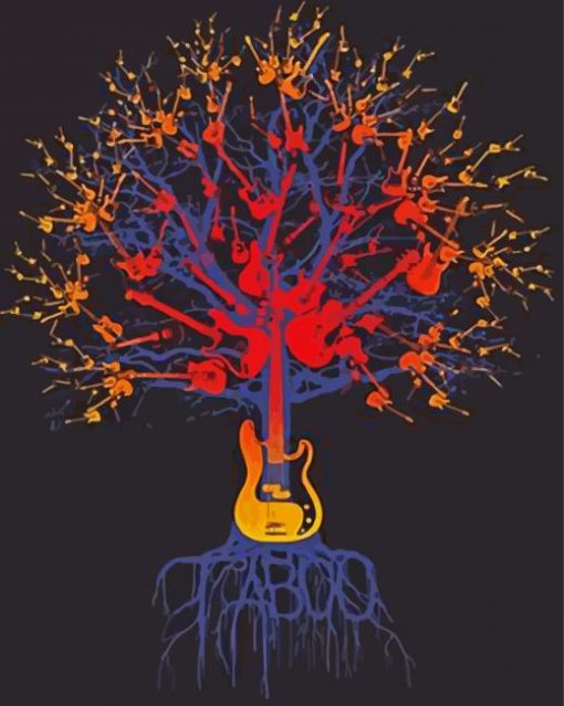 Colorful Guitar Tree paint by number