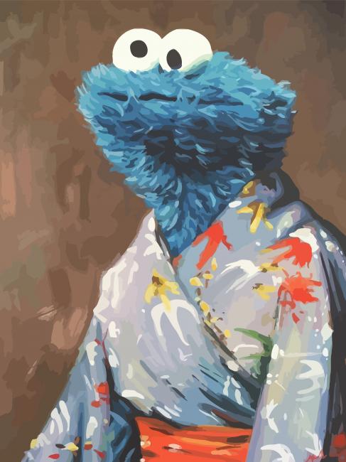 Cookie Monster Wearing Japanese Clothes paint by number