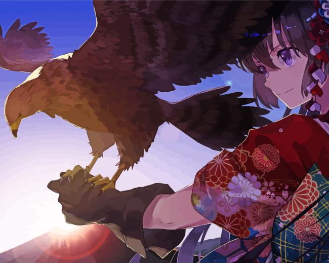 Eagle Anime Girl paint by number