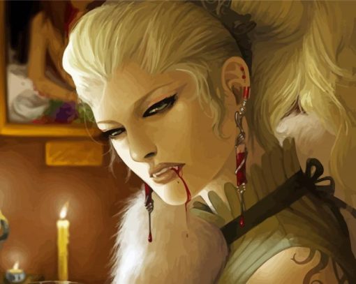 Female Vampire And Candles paint by number