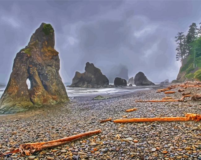 Forks Beach Washington paint by numbers