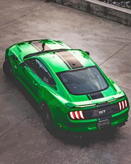 Green Mustang Car paint by number