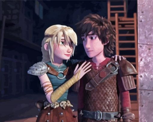 Hiccup And Astrid Animation Characters paint by numbers
