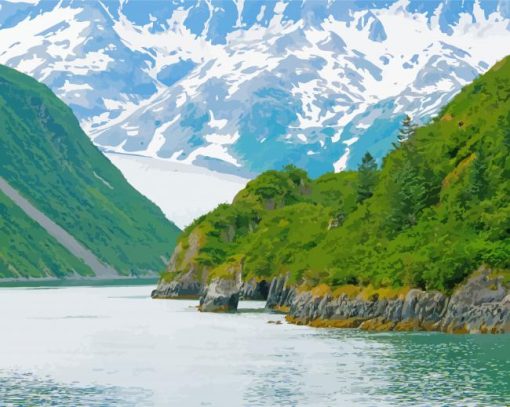 Kenai Fjords National Park Alaska Landscape Paint by number