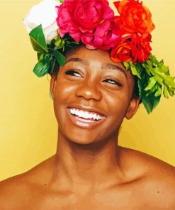 Laughing Woman With Flowering Head paint by number