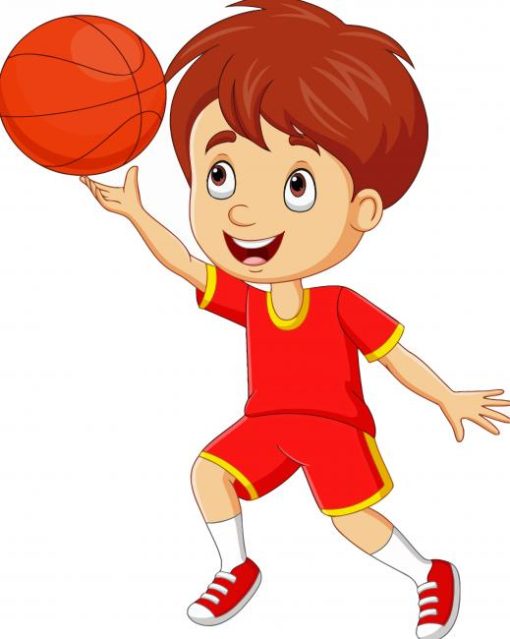 Little Boy With Basketball paint by number