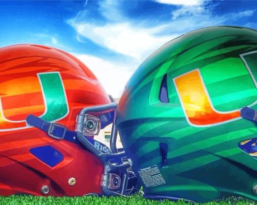 Miami Hurricanes Football Helmets paint by number